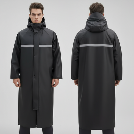 Sort RainPro Lang Regnjakke med mande model