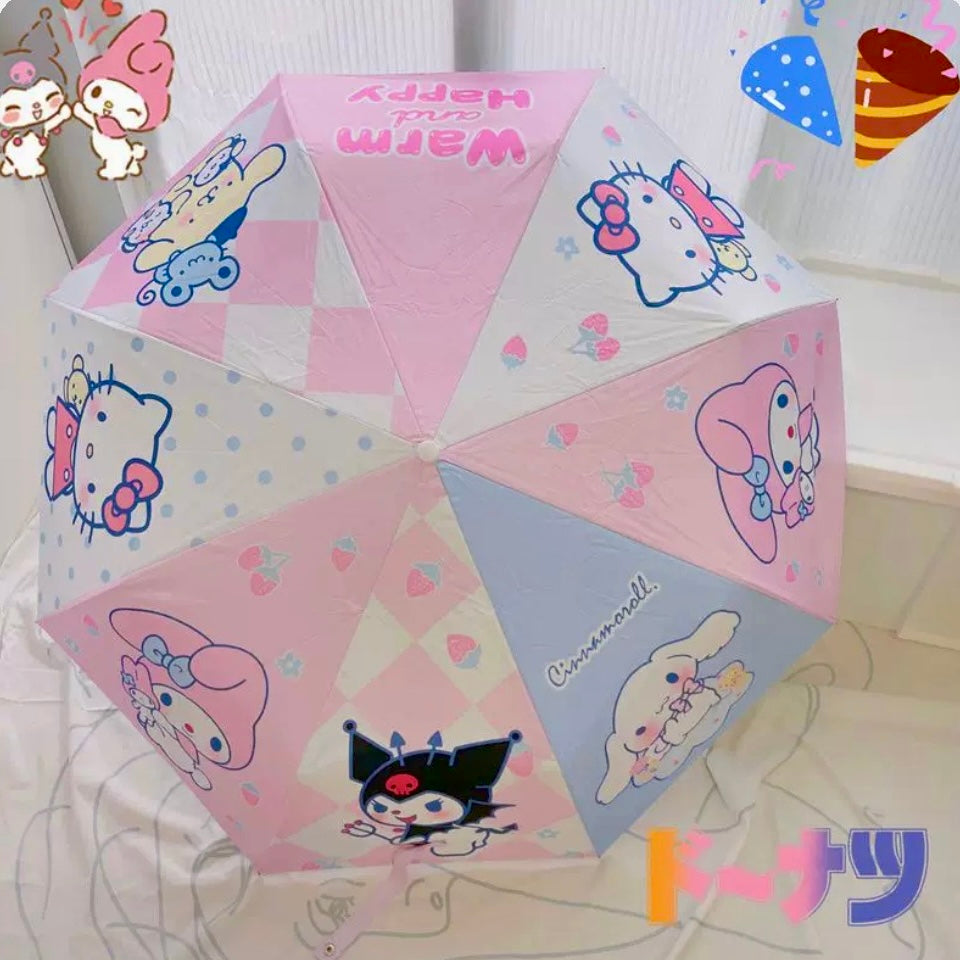 Børneparaply med Figurer – Hello Kitty, Cinnamoroll & Flere