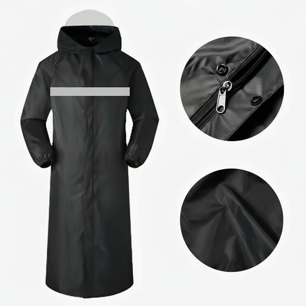 Sort RainPro Lang Regnjakke med med hvad der følger med